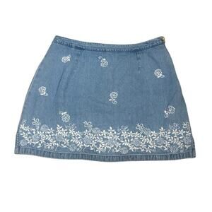 L.A. Blues Embroidered Denim Skirt with Built-in Shorts- 16W